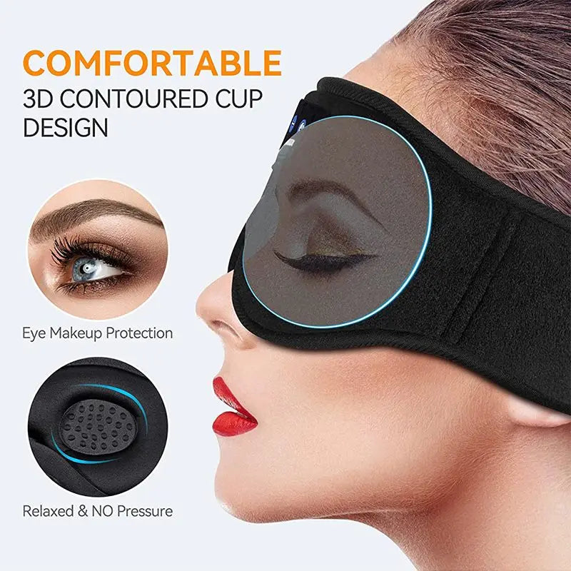 Bluetooth Sleeping Headphones 3D Eye Mask Wireless Air Travel 5.0 Headband Soft Elastic Comfortable Music Earphones