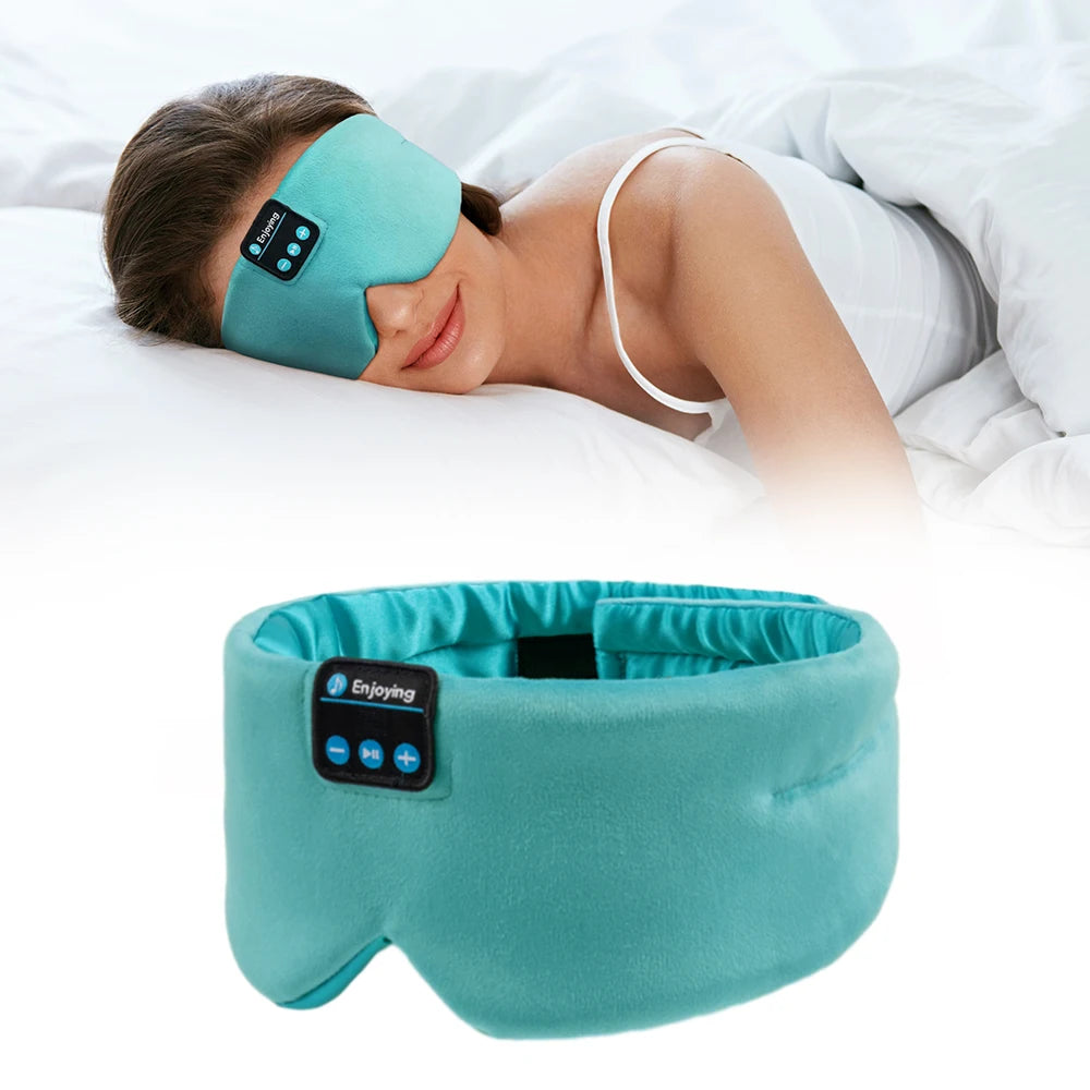 Soft Sleep Mask Bluetooth Wireless Headphones, Sleeping Headphones Adjustable Music Eye Mask Silk for Sleeping Meditation