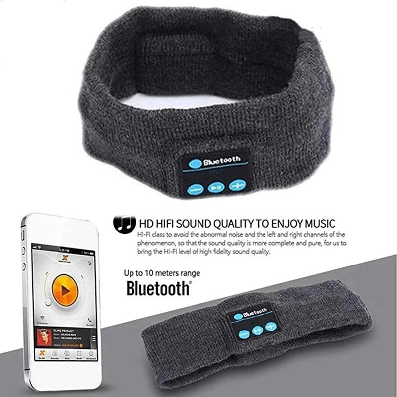 Wireless Bluetooth Earphone Sleeping Running Headband Stereo Earphones Sports Headset Music Hat With Mic Smart Phone Headphone