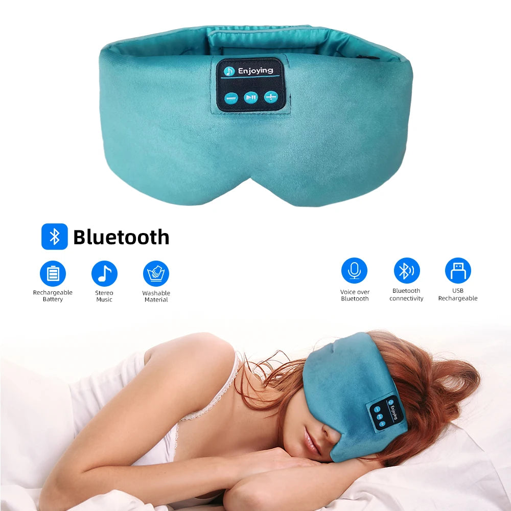 Soft Sleep Mask Bluetooth Wireless Headphones, Sleeping Headphones Adjustable Music Eye Mask Silk for Sleeping Meditation